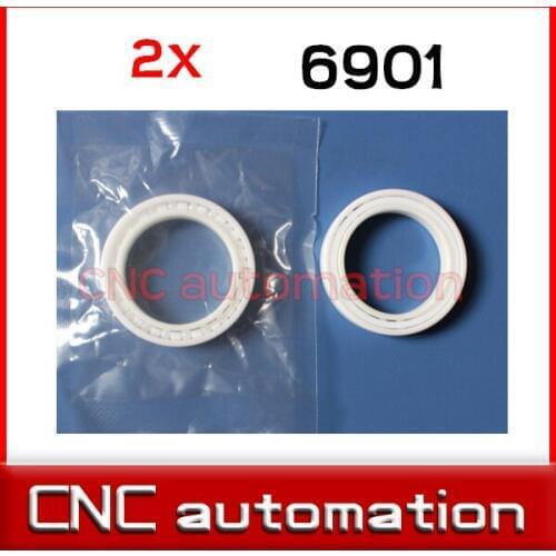 2pcs full Zirconia ZrO2 6901 ceramic Radial shaft Ball Bearings 12*24*6mm