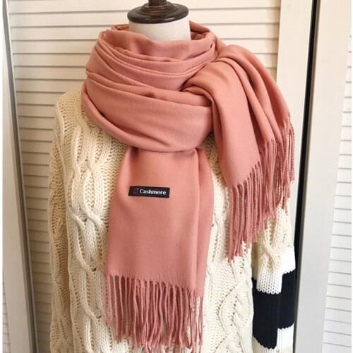 2021 Winter New Style Tassel Imitation Cashmere Like Scarf Long Section Ladies Warm Pure Color Variety Shawl Wholesale