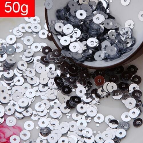 50g(10000pcs) 4mm Flat Round Loose Sequins Paillettes Sewing Wedding Craft Silver Confetti