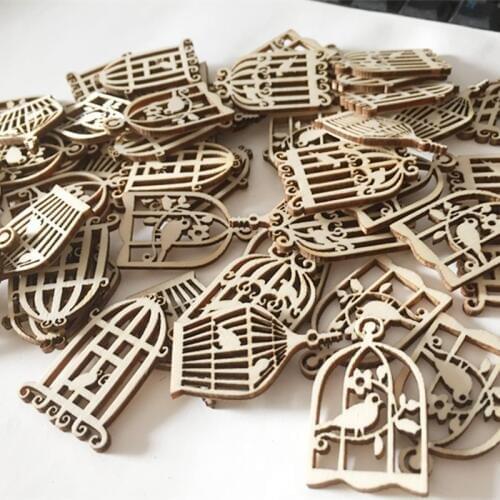 50Pcs birdcage natural Wooden Scrapbooking Craft for Embellishments Handmade Diy handicraft Decor