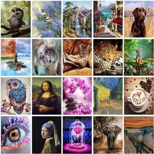 Wolf full diamond painting animals mosaic art owl embroidery rhinestone picture dog puzzle toy children gifts wall decor crafts