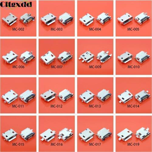 Cltgxdd 100pcs Micro USB Connector , 5 Pin USB Jack Socket charging port for Huawei Lenovo ZTE Xiaomi and Other Mobile Tabletel