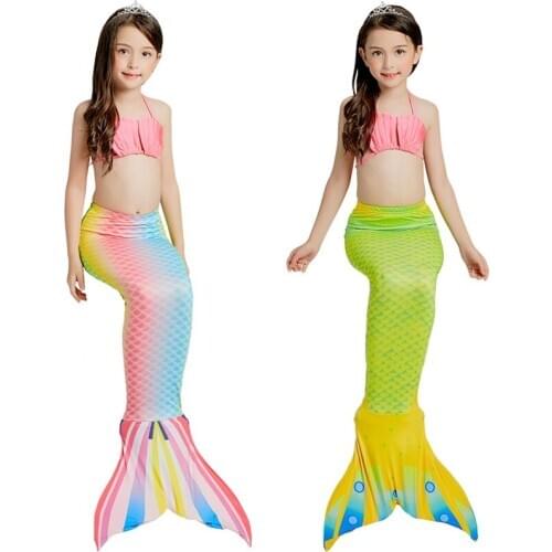 DUOJIAOYAN New girls beautiful color swimwear kids mermaid swimsuit performance wear Children fishtail Bikini