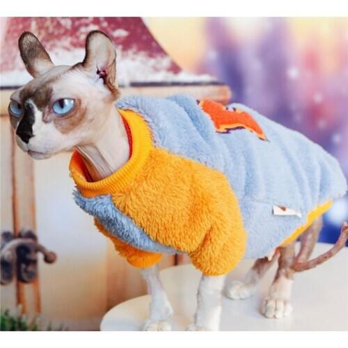 Double-sided Lamb Velvet Super Soft Warm Winter Dresses for Cats Clothes Thick Sphynx Cat Sweater Hairless cat Outfit