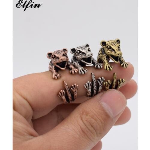Elfin Wholesale Vintage Adjustable Opossum Ring Men Fashionable Cute Jewellery Rings For Women Anillos Mujer Warcraft