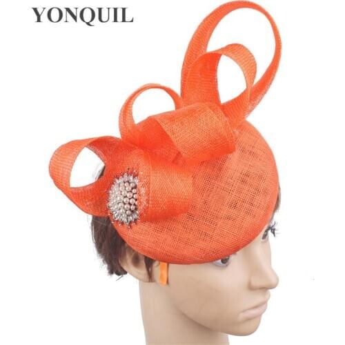 Nice Sinamay 4-Layer Marriage Headpiece Elegant Ladies Wedding Fascinator Hat Linen Women Chapeau Cap ForBride Party Headwear