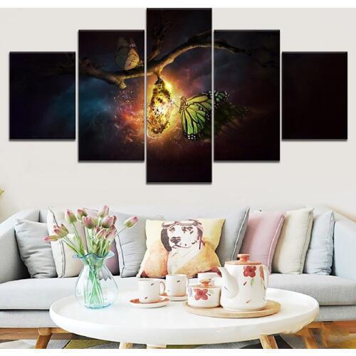 Canvas Painting 5 Piece Butterfly Broken Pupa Animal Landscape Canvas Wall Art Home Decor For Living Room Wall Picture