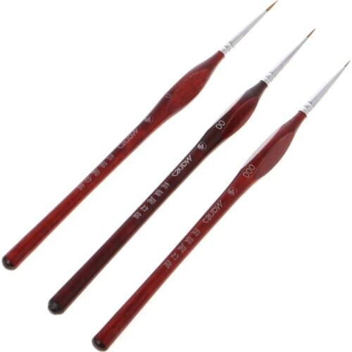 3Pcs 0/ 00/ 000 Miniature paint wolf hair brush professional paint Smooth brushes for art Gouache Watercolour Sketch Lines Pens