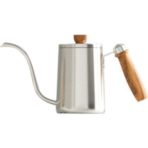 304 Stainless Fine-Spout Pot 600Ml Coffee Pot With Wooden Handle Rosewood Handle Coffee Pot With Vertical Water