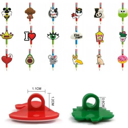 50Pcs Animals Dog Bee PVC Pen Cover Anti-Rolling Pencil Topper Caps Cartoon Straw Stethosope Charm Teacher Student Stationery
