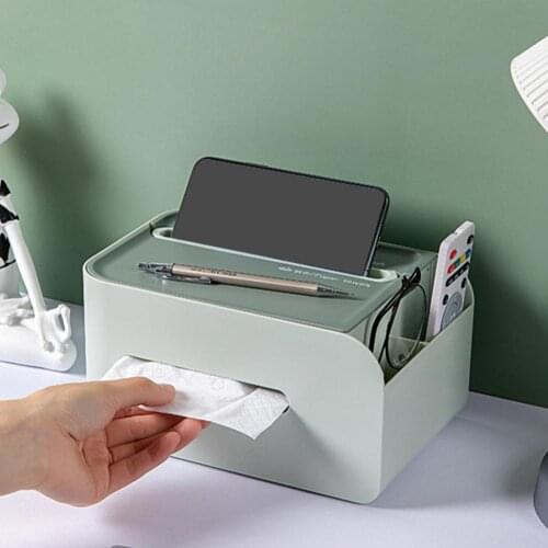 Tissue Box High Durability Large Capacity Plastic Multi-grids Paper Organizer Case for Home