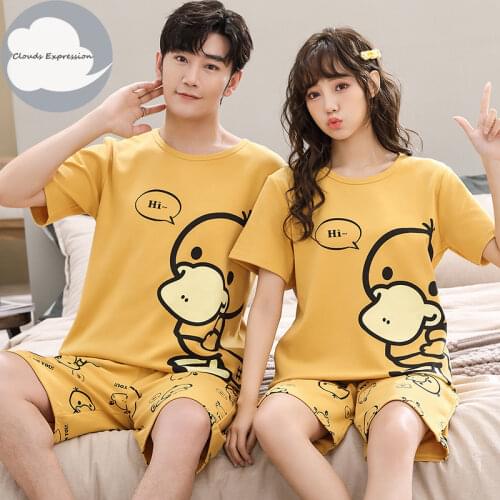 Summer New Cartoon 35% Cotton Mens Pajama Sets Mens Sleep&Lounge Stripe Short Sleeve Long Pants Male Pajamas Fashion Homewear