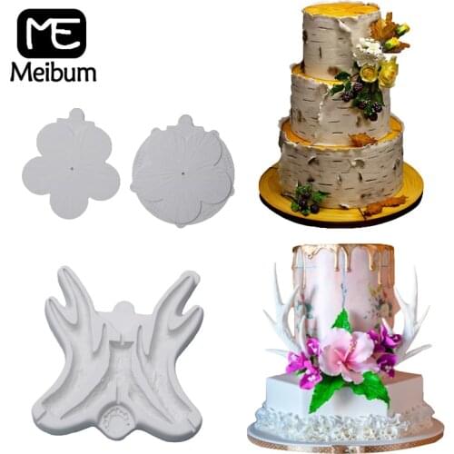 Meibum Antlers Petal Texture Silicone Fondant Molds Dessert Cakes Decorating Moulds Gumpaste Sugarcraft Pastry Baking Tools