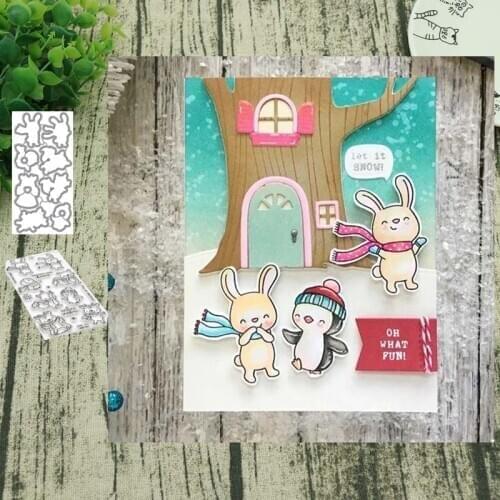 Penguin and deer Metal cutting dies and Clear Stamps Transparent Silicone Seal for DIY scrapbooking photo album Decorative