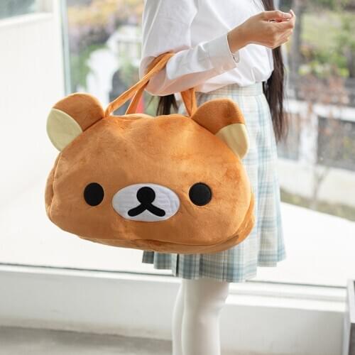 Cute Cartoon Rilakkuma Kumamon Kiiroitori PomPomPurin plush bagpack Tote bag Large Capacity Shoulder Bags kid Girls gifts