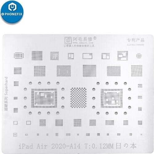 0.12mm Multi-Purpose AMAOE BGA Reballing Stencil for Iphone 12 Pro Max Mini IPad Air 2020 A14 CPU Re-Soldering Repair Steel Net