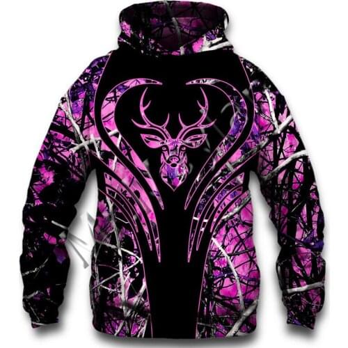 Fashion Animal Deer Hunting Pink Mens Sportswear 3D Print Women Hiphop Casual / Hoodie / Sweatshirt / Jacket / Harajuku Stil-16