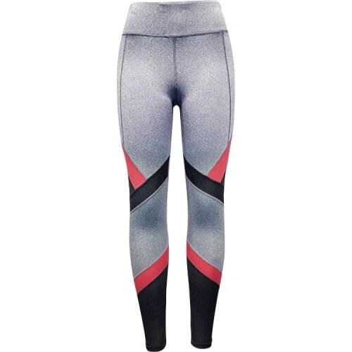 Fashion Stitching Yoga Pants High Waist Geometry Sport Pants Grey Womens Leggings Gym Fitness Wear