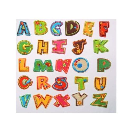 26 alphabet multi-color Letters embroidery Patches iron on Patches the sew on patch Appliques Letters optional 3*4cm 011004058