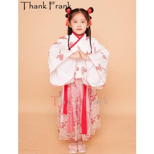 New Girls Hanfu Dance Costumes Kids Red Tang Fairy Dress Children Traditional Ancient Chinese Festival Outfit Folk Dresses C733