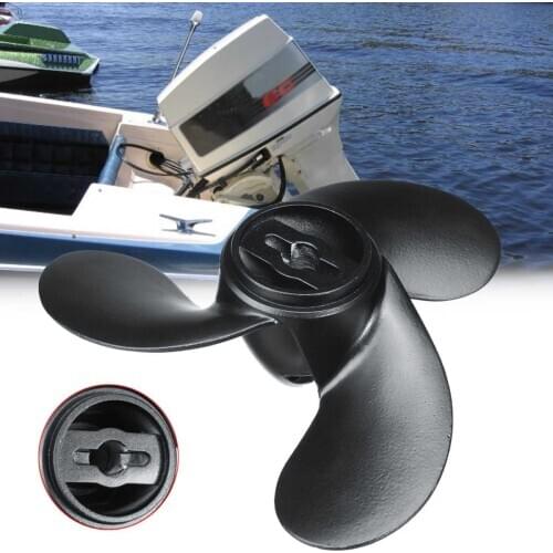 New 309-64106-0 Aluminum Marine Boat Propeller For Nissan Tohatsu Evinrude Johnson 2.2-3.3HP Black 3 Blades 7.4 x 5.7 R Rotation
