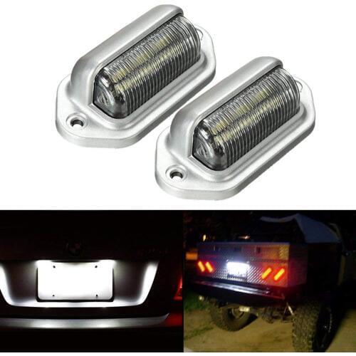 NEW CHROME 2PCS 6 LEDS LICENSE PLATE TAG LIGHT CHROME BOAT TRAILER RV TRUCK EAR MOUNT 10-30V WATERPROOF