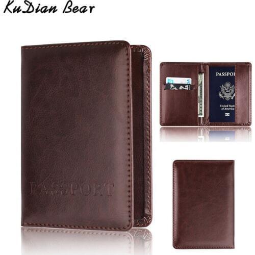 KUDIAN BEAR Passport Cover Women Men Passport Holder Designer Travel Cover Case Credit Card Holder Porte Carte BIH023 PM49