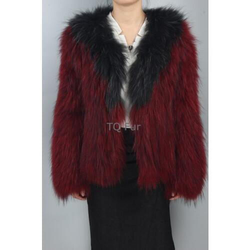 New Knitted Raccoon Fur Coat Full Sleeve Jacket Overcoat Garment Women Outside Coat