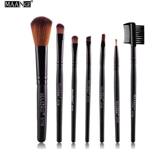 MAANGE 7PCS Protable Makeup Brush Set Eye shadow Powder Make Up Toiletry Eyebrow Lip Cosmetic Beauty Make Up Brush Travel Kit