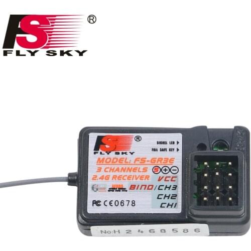 FATJAY Fly Sky FS-GR3E 3 Channel 2.4G GR3E Receiver with Failsafe GT3B GR3C Upgrade for RC Car Truck Boat GT3 GT2 Transmitter FS