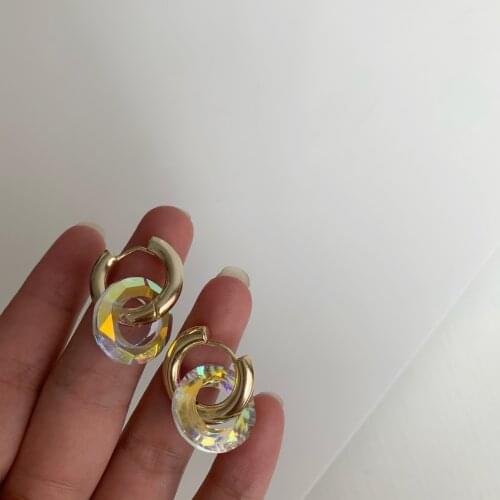 Transparent, Colored Geometric Earrings, Water Droplets, Fashion Crystal, Circular Pendant Accessories, Ms Travel Accessories