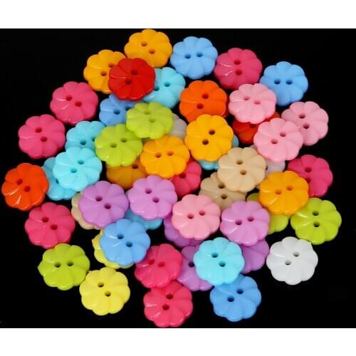 50pcs Assorted Random Mixed Children Buttons Plastic Flower Shape Sewing button for DIY Craft Scrapbooking Accessories Crafts