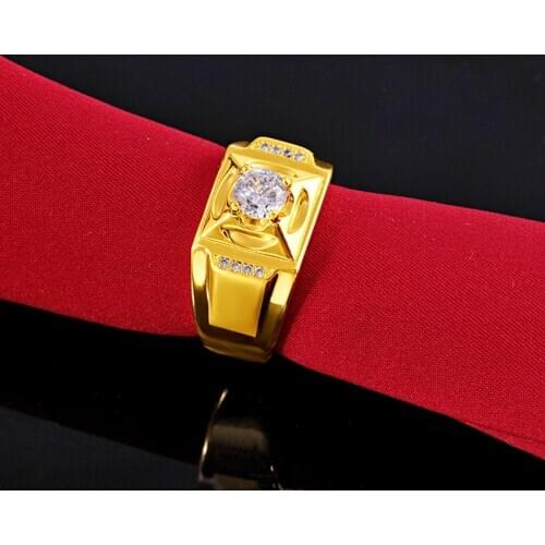 Resizable Solid Yellow Gold Fine Jewelry Diamond Rings for Men Hiphop Party Luxury Wedding Ring Men Sterling Gold Trendy Ring