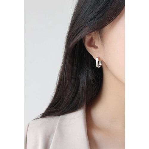 Real 925 sterling silver geometric square stud earrings for women jewellery, gold color earings fashion boucle d'oreille femme