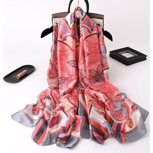 2021 Ethnic Style 180X90CM Silk Scarves Summer Luxury Brand Bandannas Lady Sunscreen Beach Towel Fashion Seaside Large Shawls