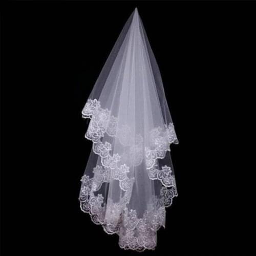 Wedding Accessories Short Wedding Veil White Ivory One Layer Bridal Veil Appliques Lace Edge