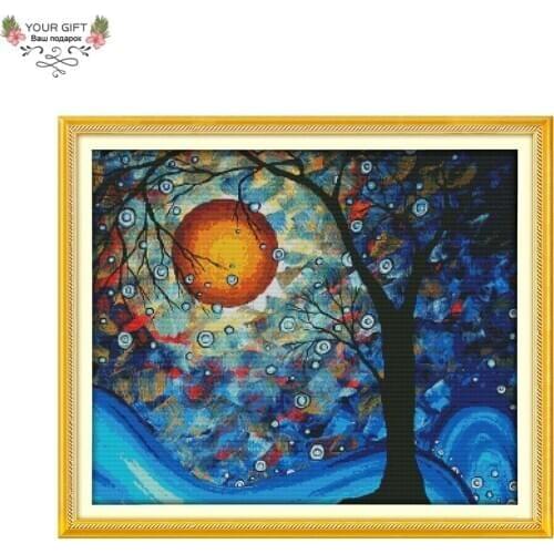 Your Gift F522 Free Shipping 14CT 11CT Counted and Stamped Home Decor Tree Of Dreams Needlepoints Embroidery Cross Stitch Kits