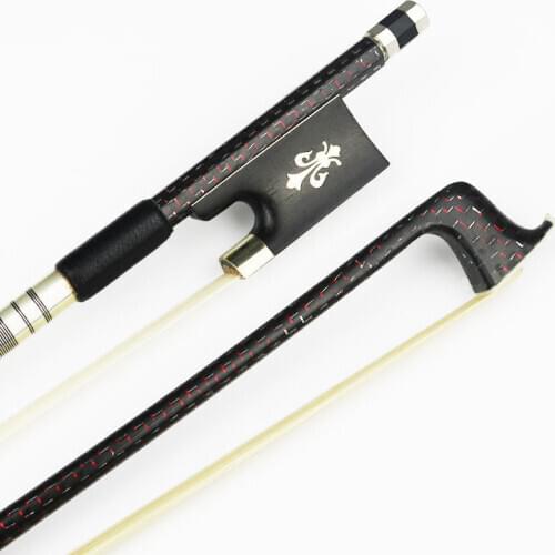 High quality 4/4 Size red braided carbon fiber violin bow Round Stick Ebony Frog