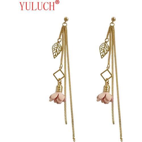 YULUCH 2018 Simple and versatile fashion elegant woman jewelry bohemian metal chain long tassel flowers pull style party gifts