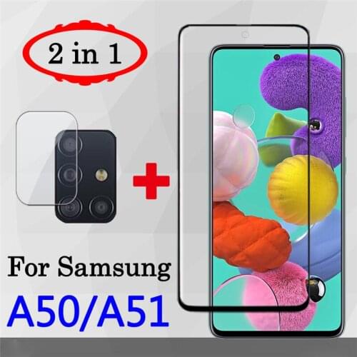 A 51 glass on for samsung galaxy a50 50 a51 tempered 51a 50a galaxya51 samsun screen protector with camera lens film glas 2in1