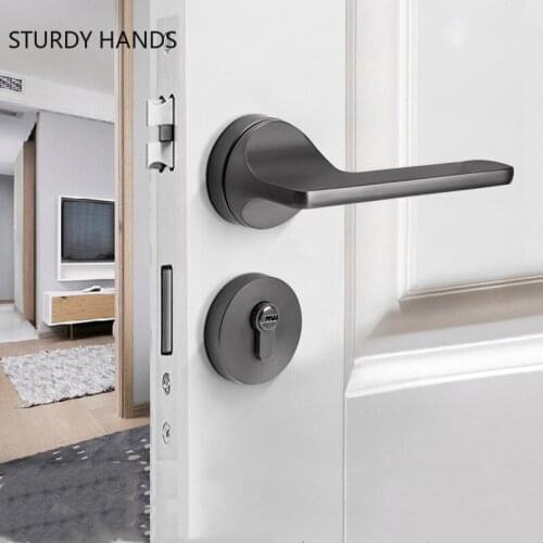 Nordic Zinc Alloy Wood grain Door Locks Continental Bedroom Mute Door Handle Lock Cylinder Security Locks Furniture Hardware