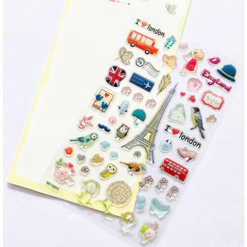 1 Sheet Heart London Travel Notes Crystal Stickers DIY Hand Account Decor Sticker