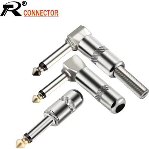 10pcs/lot 1/4 Inch Mono Jack 6.35mm Male Plug Wire Connector Hot Sell Guitar Effect Pedal Microphone 6.3MM Plug Audio Connector