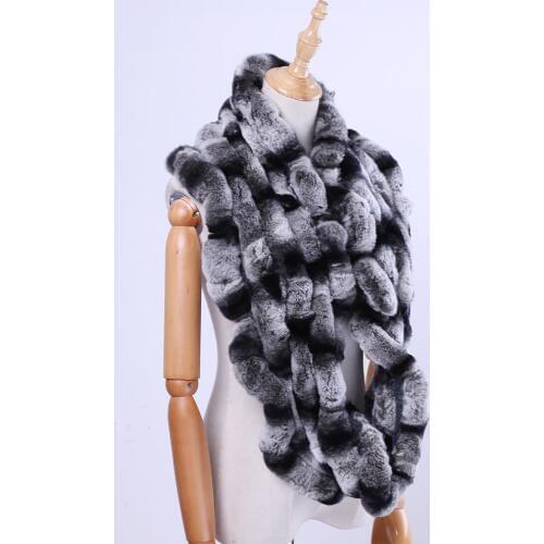 2020 Fashion Womens Winter Genuine Real Rex Rabbit Fur Loop Infinity Long Scarf Ring Scarves Cowl Scarf Wraps Mufflers Snood