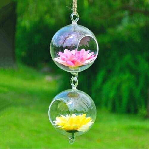 36pcs/pack Diameter=12cm Double Hanging Hock Glass Globe Vase Wedding Decorative Hanging Glass Terrarium
