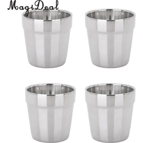 4 pieces Stainless Steel Cups Pint Cup Coffee Beer Mug Kids Tumbler 180ml