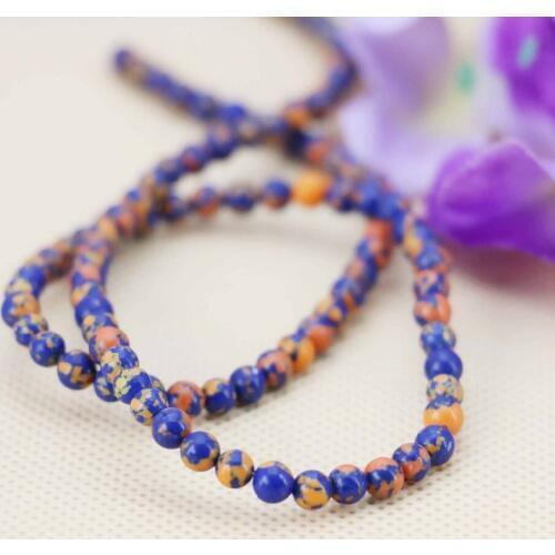 6mm Accessories Serie Orange&Blue Turkey stone loose beads Jewelry crafts making design 15inch Girls Gifts Round Fitting Female