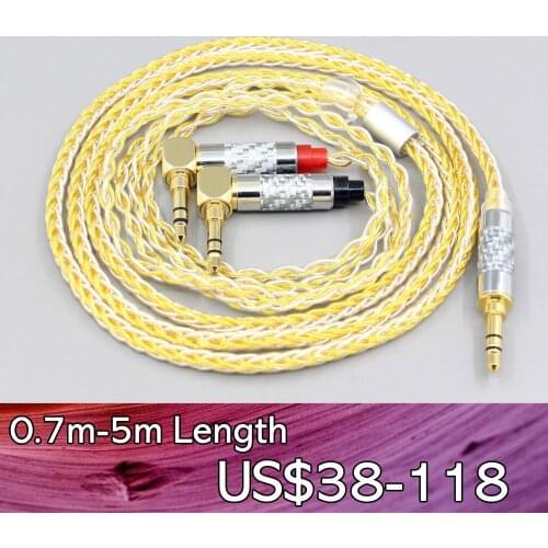 LN007676 8 Core Silver Gold Plated Earphone Cable For Verum 1 One Headset L Shape 3.5mm Pin Headphone