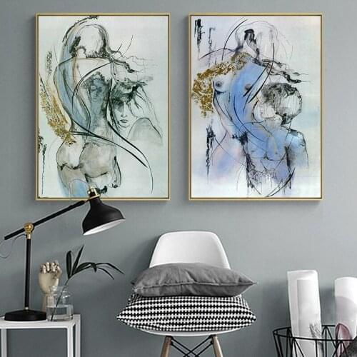 Abstract Nude Women and Man Canvas Painting Modern Posters and Prints Wall Art Picture for Living Room Decor Cuadros