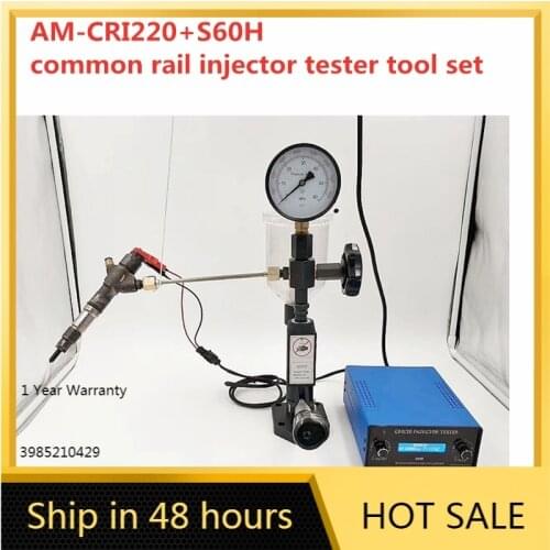 AM-CRI220 Diesel Common rail injector simulator drive tester and S60H hand press Nozzle Validator Injector Tester Tool